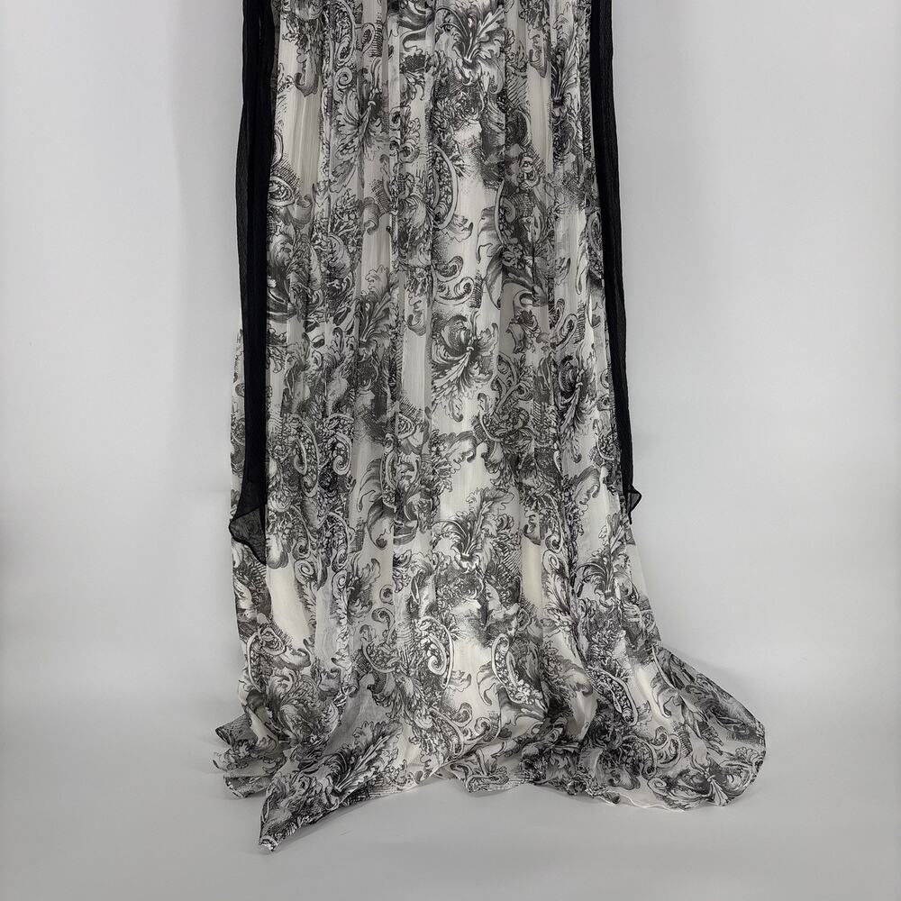 BCBG Maxazria Strapless Dress Size 6 Black And White Long Floral Pattern - Picture 4 of 13